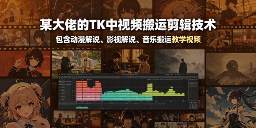 某大佬的TK中视频搬运剪辑技术,包含动漫解说、影视解说、音乐搬运教学视频-智云网