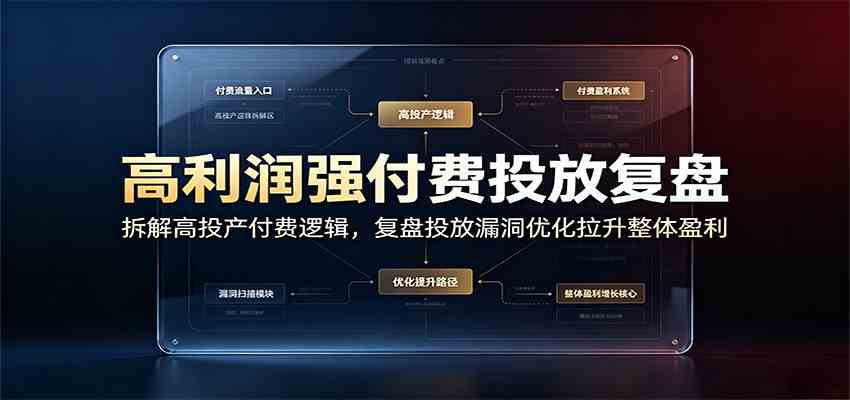 高利润强付费投放复盘:拆解高投产付费逻辑,复盘投放漏洞优化拉升整体盈利-智云网