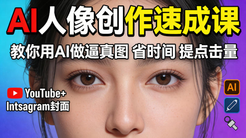 YouTube+Instagram封面没人点？AI人像创作速成课，教你用AI做逼真图，省时间还能提点击量！-智云网