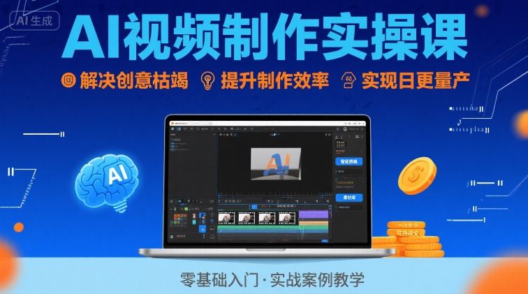 Ai视频制作实操课，解决创意枯竭、效率低下痛点，实现日更量产可持续变现（更新26年3月）-智云网