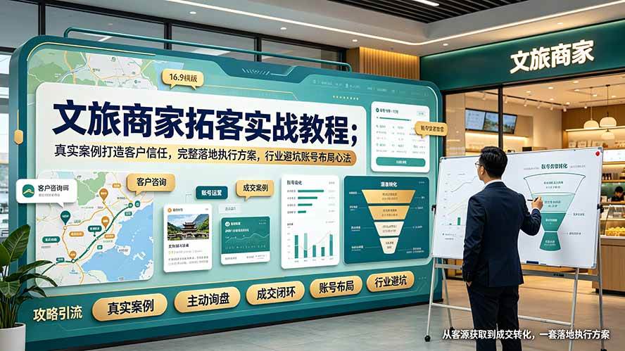 (19273期)文旅商家拓客实战教程;真实案例打造客户信任,完整落地执行方案,行业避坑账号布局心法-智云网