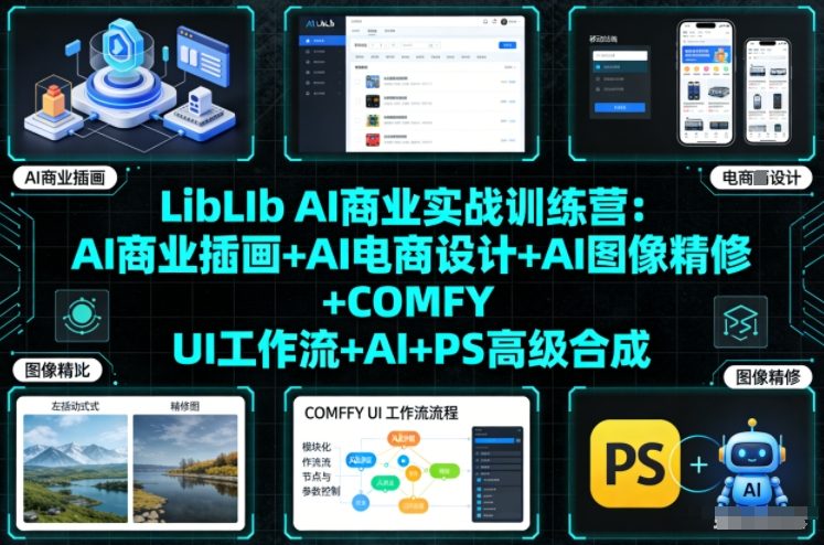LibLIb AI商业实战训练营:AI商业插画+AI电商设计+AI图像精修+COMFY UI工作流+AI+PS高级合成-智云网