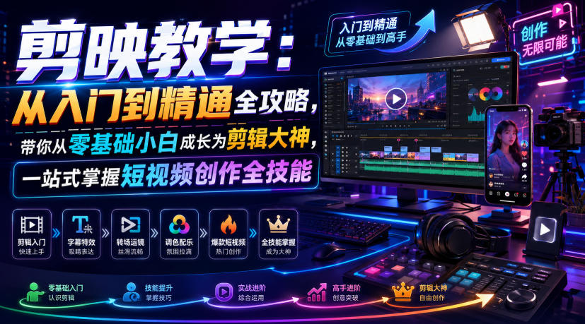剪映教学:从入门到精通全攻略,带你从零基础小白成长为剪辑大神,一站式掌握短视频创作全技能-智云网