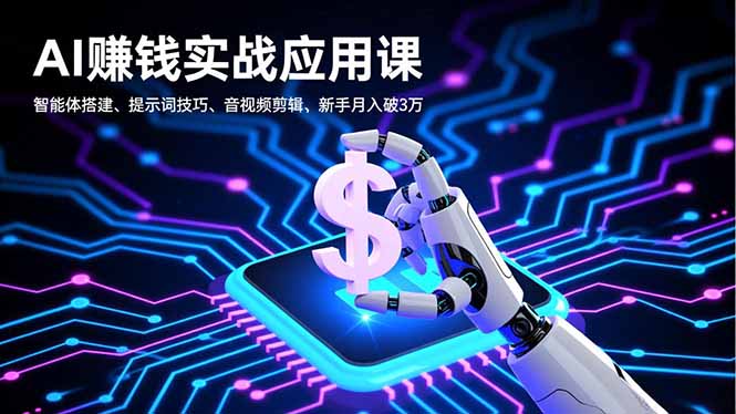 AI赚钱实战应用课，智能体搭建、提示词技巧、音视频剪辑，新手月入破3万-智云网
