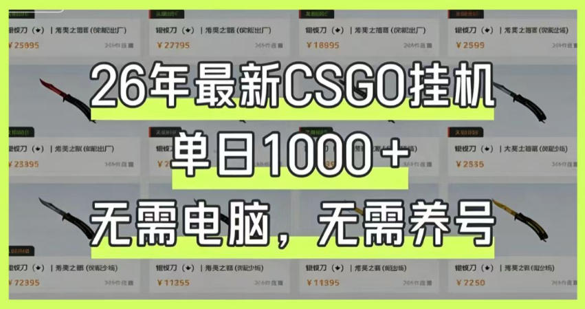 26年最新CSGO挂G系统，单日1000+，无需电脑，无需养号，0基础可上手【揭秘】-智云网