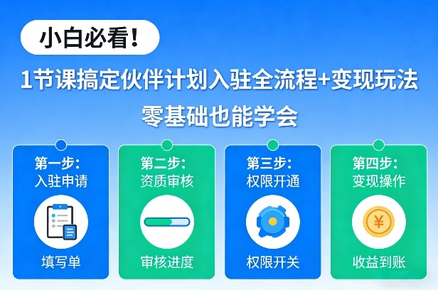 小白必看!1节课搞定伙伴计划入驻全流程+变现玩法,零基础也能学会-智云网