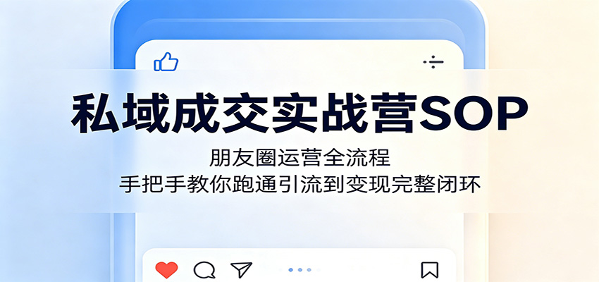 私域成交实战营SOP:朋友圈运营全流程,手把手教你跑通引流到变现完整闭环-智云网