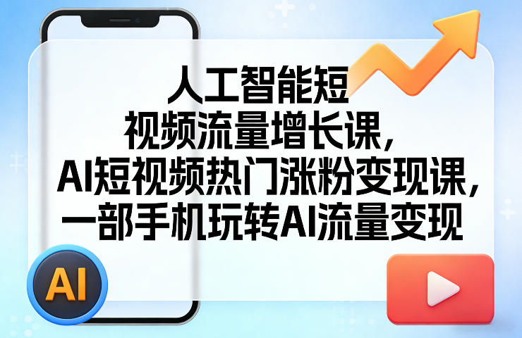 人工智能短视频流量增长课,AI短视频热门涨粉变现课,一部手机玩转AI流量变现-智云网