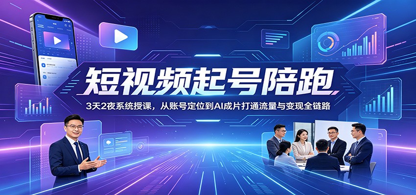 短视频起号陪跑：3天2夜系统授课，从账号定位到AI成片打通流量与变现全链路-智云网