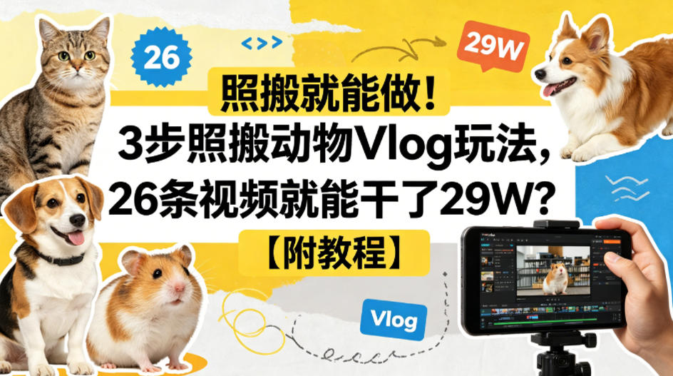 照搬就能做!3步照搬动物Vlog玩法,26条视频就能干了29W?【附教程】【赠coze一键生成工作流】-智云网