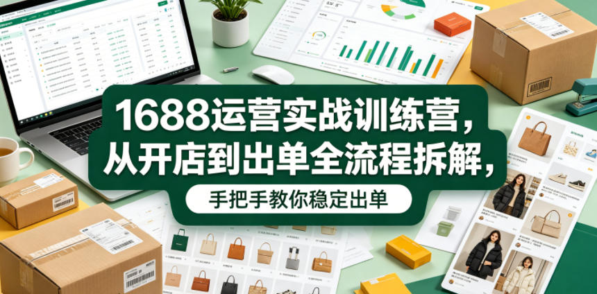 1688运营实战训练营,从开店到出单全流程拆解,手把手教你稳定出单-智云网