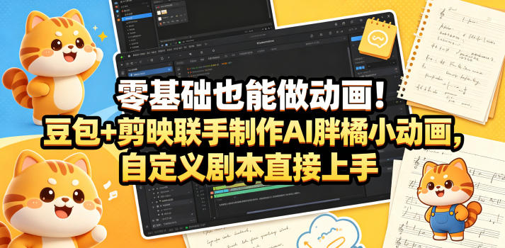 零基础也能做动画!豆包+剪映联手制作AI胖橘小动画,自定义剧本直接上手-智云网