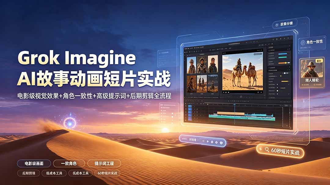 （19305期）Grok Imagine AI故事动画短片实战：电影级视觉效果+角色一致性+高级提示词+后期剪辑全流程-智云网
