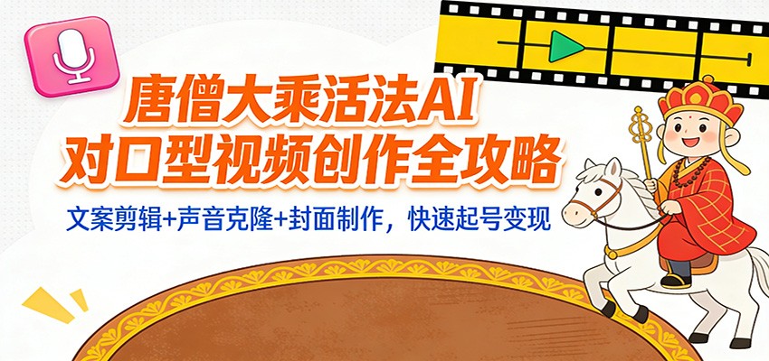 “大乘活法”AI对口型视频创作全攻略：文案剪辑+声音克隆+封面制作，快速起号变现-智云网