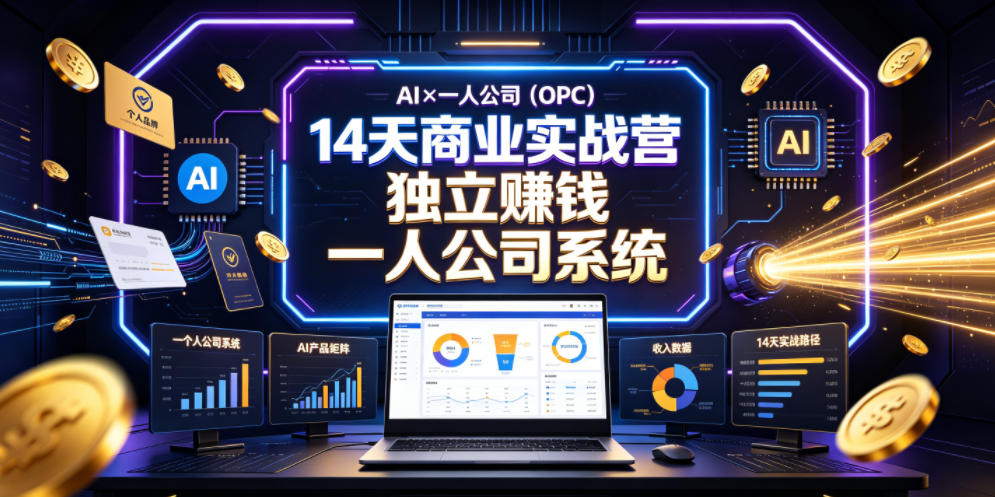 AI×一人公司（OPC）14天商业实战营，用AI帮你搭建一个属于你自己的、能独立賺钱的一人公司系统-智云网