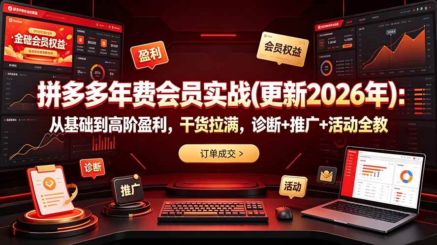 (19290期)拼多多年费会员实战(更新2026年):从基础到高阶盈利,干货拉满,诊断+推广+活动全教-智云网