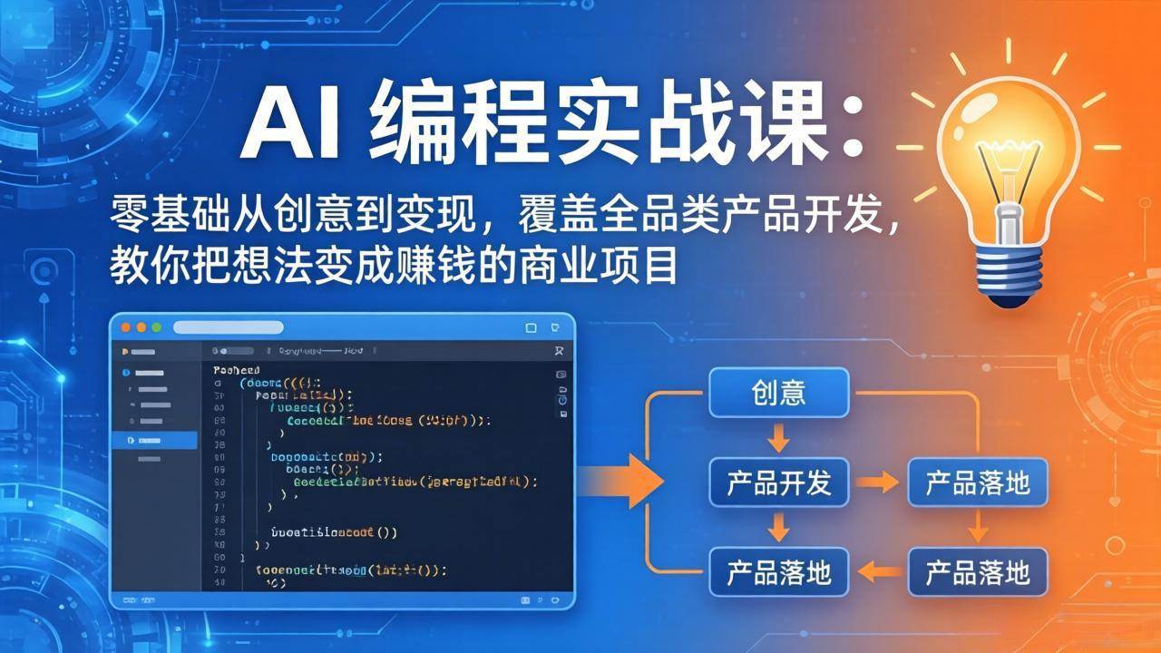 (17828期)AI编程实战课-第三期 更新:零基础从创意到变现,覆盖全品类产品开发,把想法变成赚钱的项目-智云网