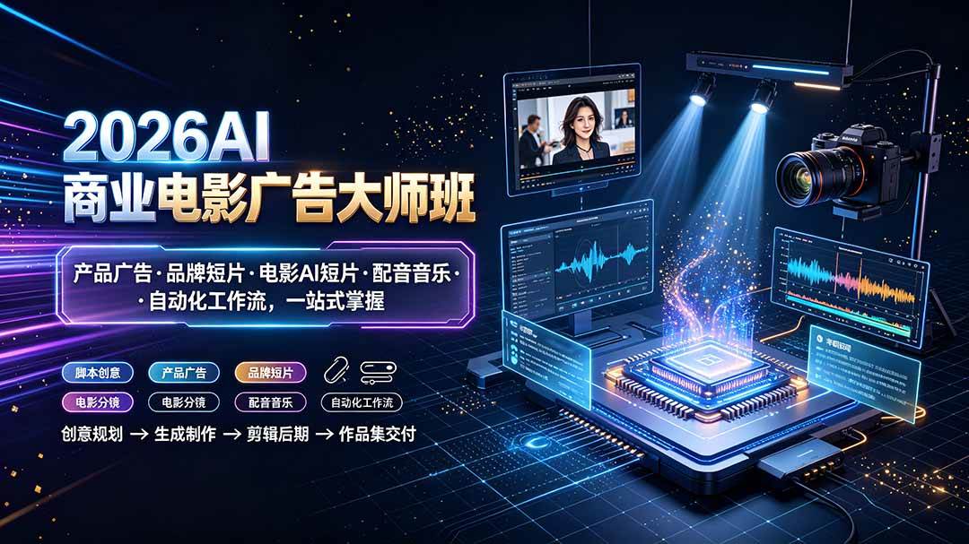 （19303期）2026AI商业电影广告大师班：产品广告·品牌短片·电影AI短片·配音音乐·自动化工作流，一站式掌握-智云网
