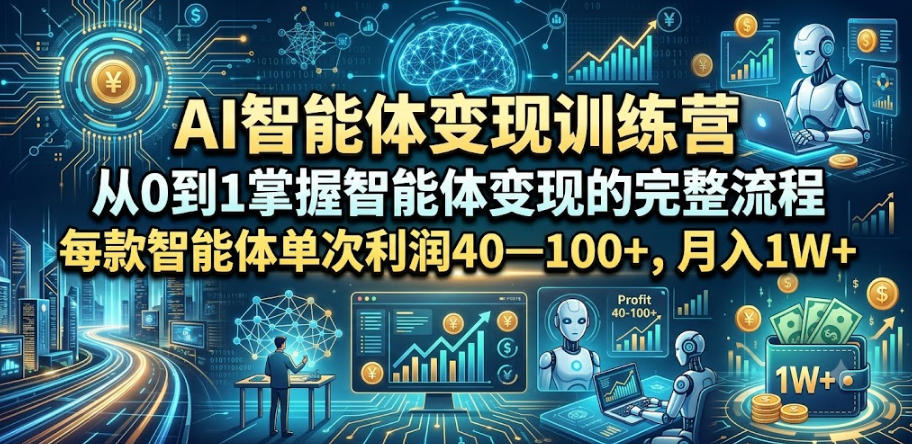 AI智能体变现训练营,从0到1掌握智能体变现的完整流程,每款智能体单次利润40—100+,月入1W+-智云网