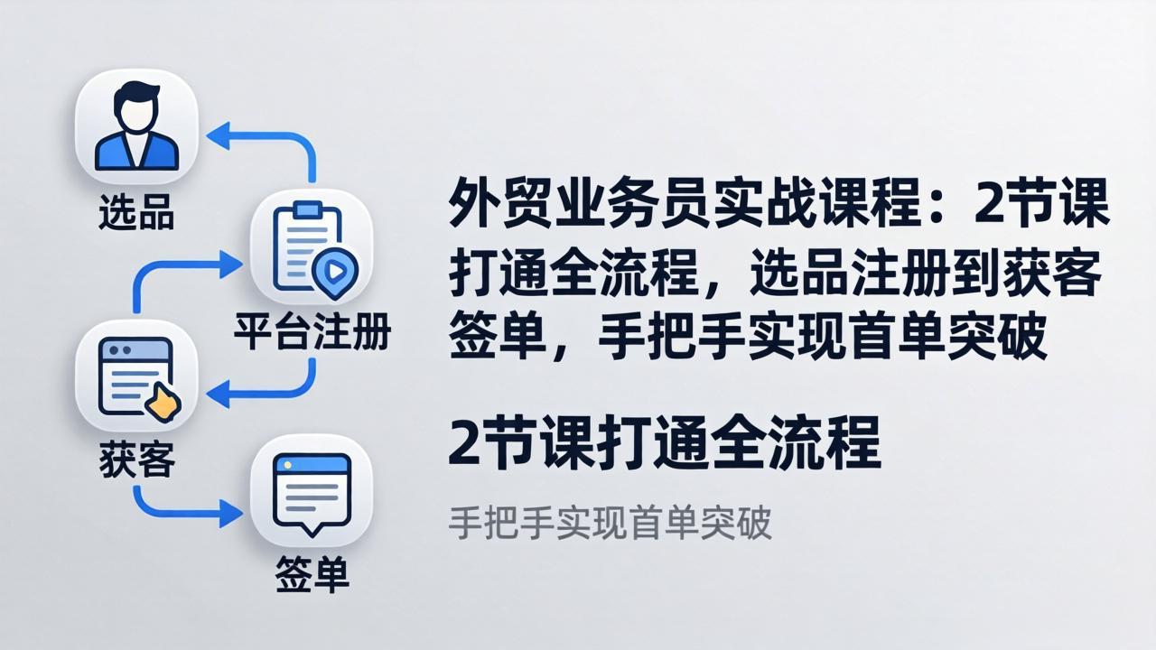 外贸业务员实战课程：2节课打通全流程，选品注册到获客签单，手把手实现首单突破-智云网