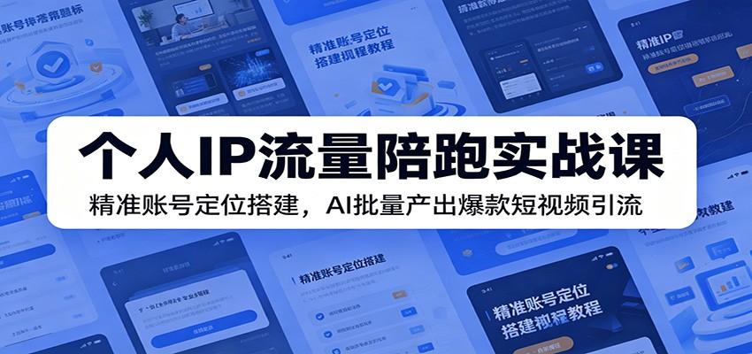 个人IP流量陪跑实战课：精准账号定位搭建，AI批量产出爆款短视频引流-智云网