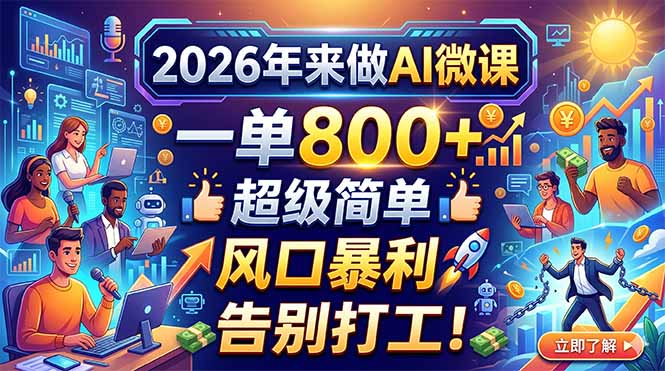 2026年来做AI微课,一单800+,超级简单,风口暴利,告别打工!-智云网