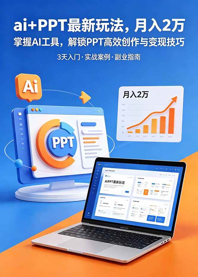 （18881期）ai+PPT最新玩法，月入2万掌握AI工具，解锁PPT高效创作与变现技巧3天入门，实战案例·副业指南-智云网